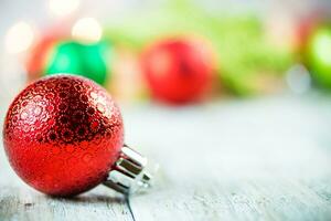 Christmas Holiday Lights and Ornaments Background photo