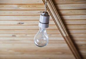 Simple white bowl with an incandescent lamp. photo