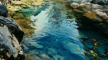 AI generated Rocks and blue sea. Abstract natural background photo