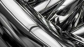 AI generated Silver chrome metal texture with waves photo