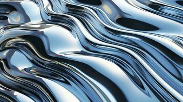 AI generated Metallic abstract wavy liquid background with waves photo