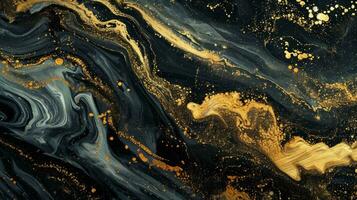 AI generated Black abstract background of marble liquid ink. Trendy nature marble pattern. photo