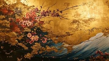 AI generated Abstract Japanese background. Art background template. photo