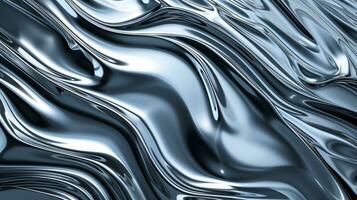 AI generated Metallic abstract wavy liquid background with waves photo