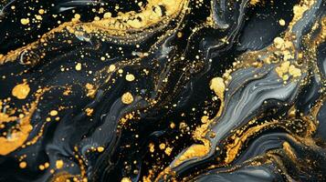 AI generated Black abstract background of marble liquid ink. Design covers, presentation, invitation, flyer, poster, business card and social media photo