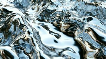 AI generated Metal chrome liquid background abstract texture with waves photo