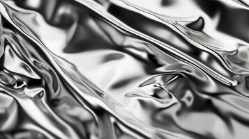 ai generado cerca arriba textura de líquido brillante metal con olas foto