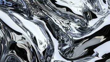 AI generated Metal chrome liquid background abstract texture with waves photo