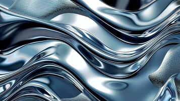 AI generated Liquid metallic texture with waves photo