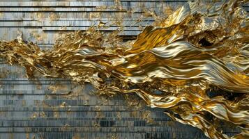 AI generated Metallic art object on the wall photo