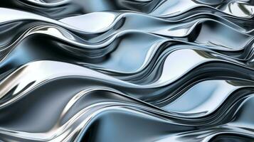 AI generated Liquid metallic texture with waves photo