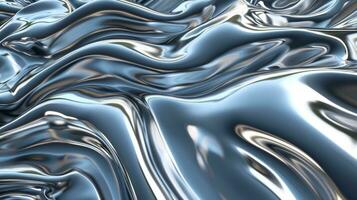 AI generated Metal chrome liquid background abstract texture with waves photo