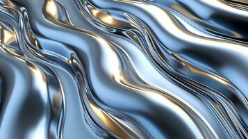 AI generated Metallic abstract wavy liquid background with waves photo