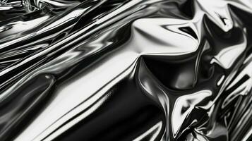 AI generated Close up texture of liquid shiny metal with waves photo