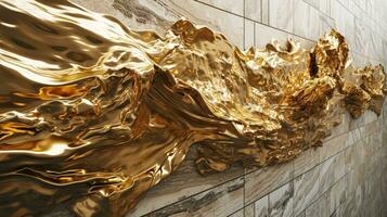 AI generated Metallic art object on the wall photo