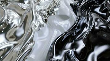 AI generated Metal chrome liquid background abstract texture with waves photo