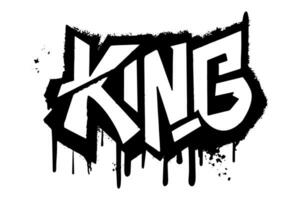 word KING with crown, graffiti art isolated on white background. vector