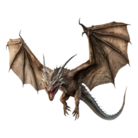 ai généré en volant dragon de face vue isolé sur transparent Contexte png