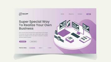 Own business landing page ui web page design vector