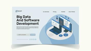 Software development landing page illustration web ui design template vector