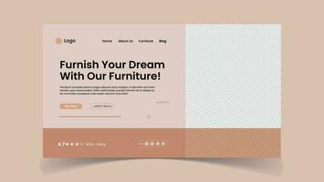 Furniture landing page ui design template vector