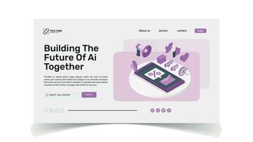 Ai future web ui landing page illustration design vector