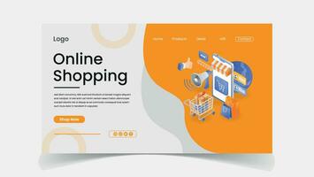 Online Shopping ui web page landing page design template vector