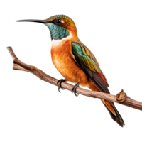 AI generated Hummingbird on branch isolated on transparent background png