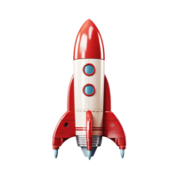 AI generated Red and white rocket ship png isolated on transparent background