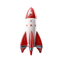 AI generated Red and white rocket ship png isolated on transparent background