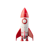 AI generated Red and white rocket ship png isolated on transparent background