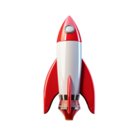 AI generated Red and white rocket ship png isolated on transparent background