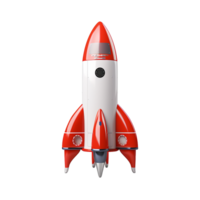 AI generated Red and white rocket ship png isolated on transparent background