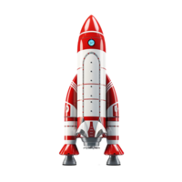 AI generated Red and white rocket ship png isolated on transparent background