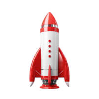 AI generated Red and white rocket ship png isolated on transparent background