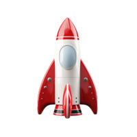 AI generated Red and white rocket ship png isolated on transparent background