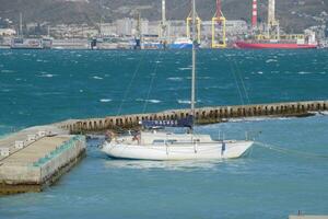 yachts in the yacht club. Yachts sailing diving enthusiasts. Port of Novorossiysk photo