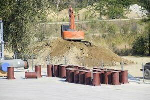 Installation of gas separation and purification. Construction of an oil and gas station. photo