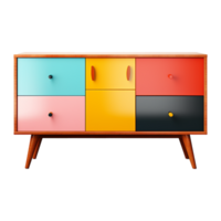 AI generated Colorful retro credenza isolated on transparent background png