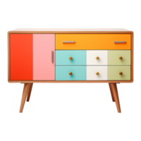 ai genererad färgrik retro credenza isolerat på transparent bakgrund png