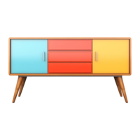 ai genererad färgrik retro credenza isolerat på transparent bakgrund png