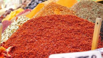 various spices in store in istanbul . video