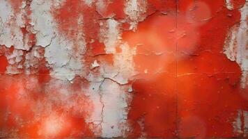 ai generiert ein rot Mauer mit Peeling Farbe und ein rot Licht video