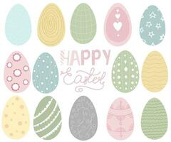 Set of easter eggs flat design on white background. vector