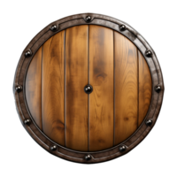 AI generated Round wooden shield isolated on transparent background png