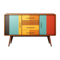 AI generated Colorful retro credenza isolated on transparent background png