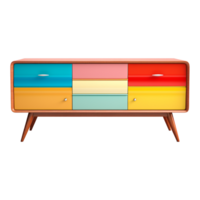 ai genererad färgrik retro credenza isolerat på transparent bakgrund png