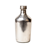 ai generiert Silber Flasche png isoliert auf transparent Hintergrund