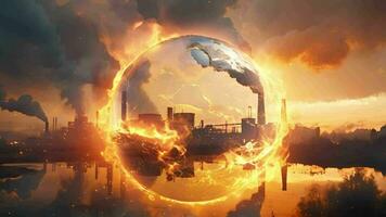 AI generated Video clip about the concept of global warming and climate change that is getting hotter.