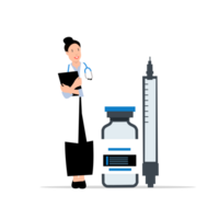 a doctor with a syringe and a bottle png